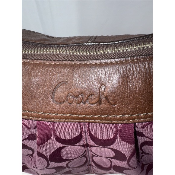 Vintage Coach Hobo Bag Pink/magenta Canvas W/ Leather Trim - Picture 3 of 7